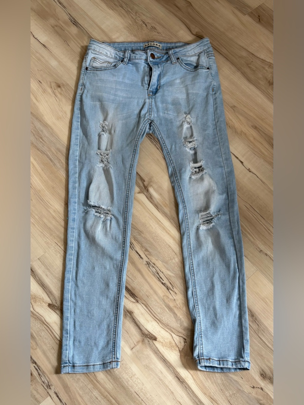 Encore Light Blue Skinny Distressed Juniors Jeans
